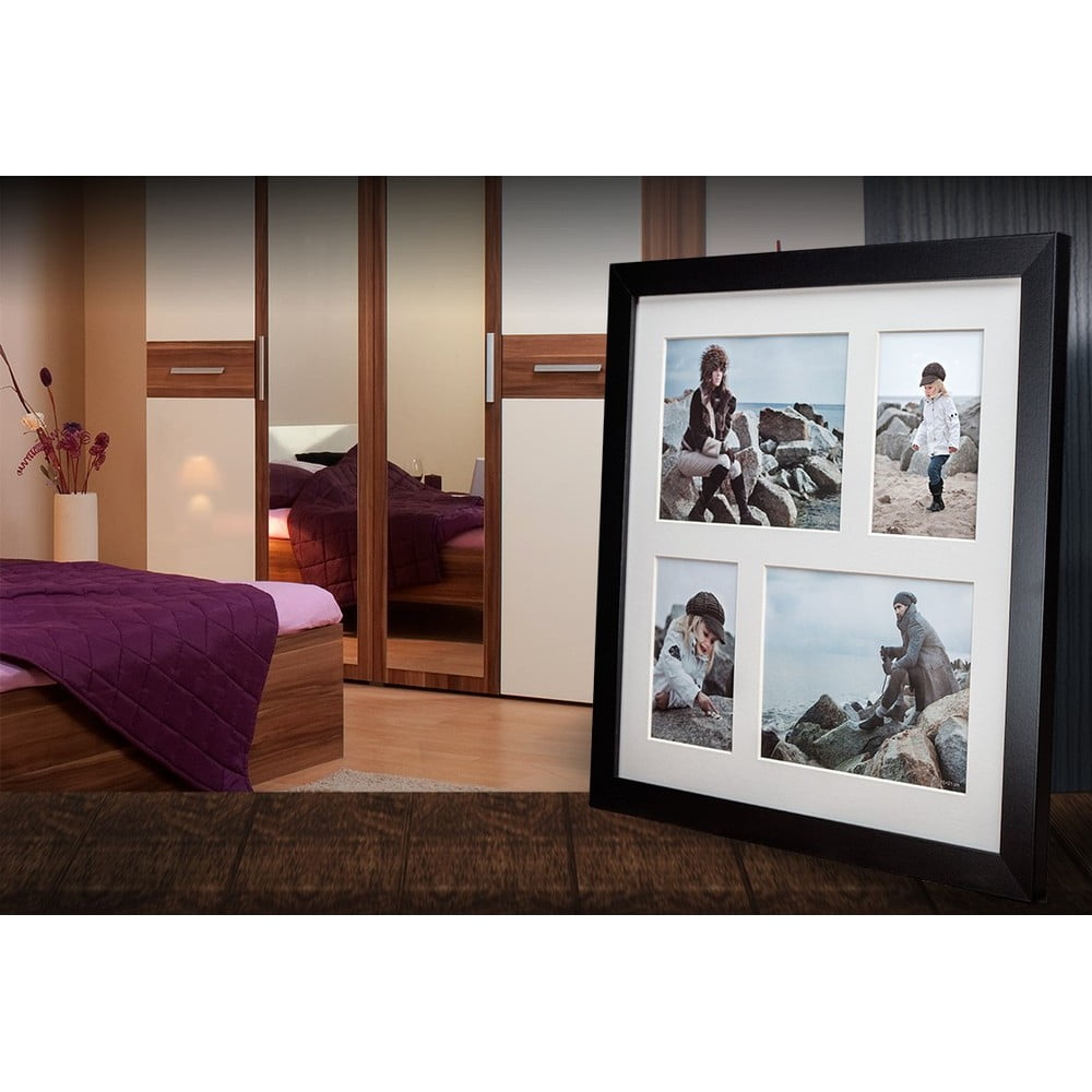E-shop Čierny rámik na 4 fotografie Styler Narvik, 39 × 39 cm