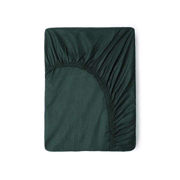 Tmavozelená bavlnená elastická plachta Good Morning, 140 x 200 cm