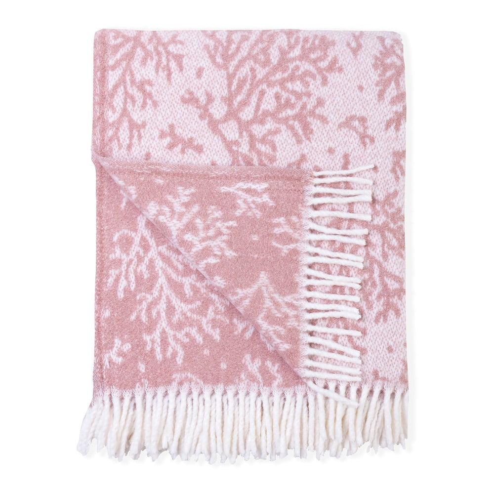 E-shop Ružový pléd s podielom bavlny Euromant Coral, 140 x 180 cm