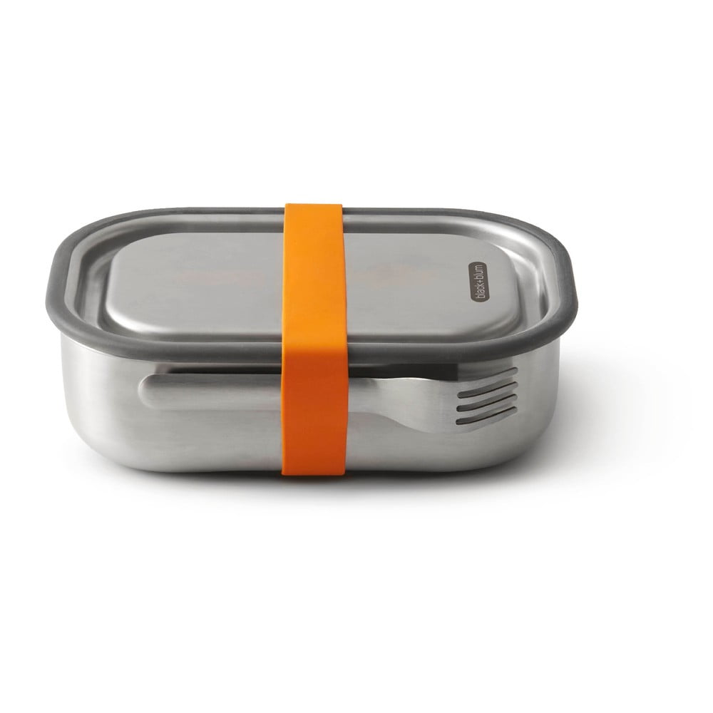 E-shop Desiatový box z antikoro ocele s oranžovým remienkom Black + Blum