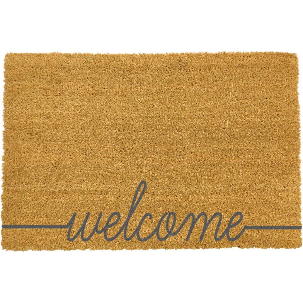 E-shop Sivá rohožka z prírodného kokosového vlákna Artsy Doormats Welcome Scribbled, 40 x 60 cm