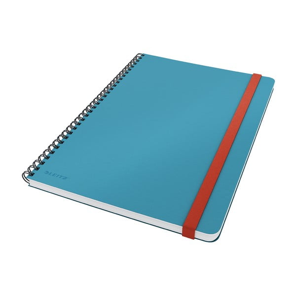 Modrý krúžkový zápisník s hebkým povrchom Leitz, 80 stran