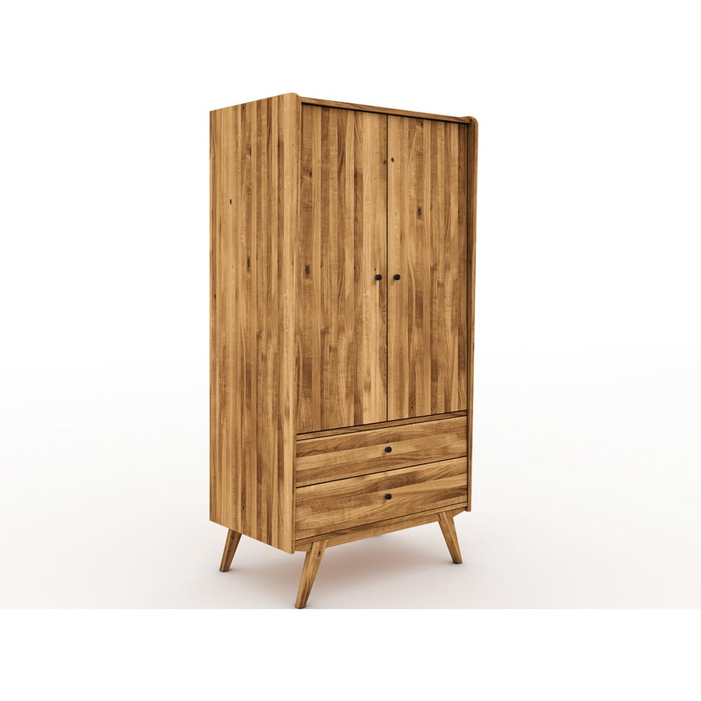 E-shop Šatníková skriňa z dubového dreva 100x200 cm Retro - The Beds