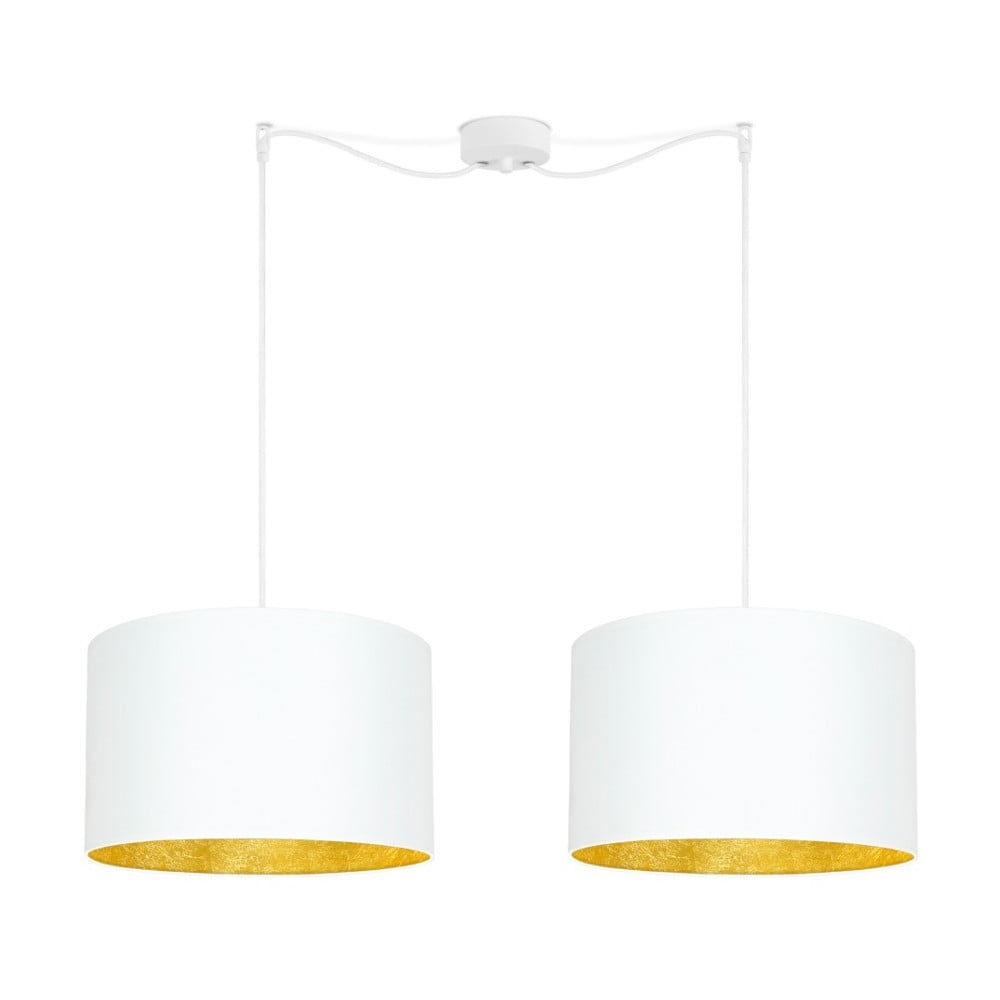 E-shop Biele dvojité stropné svietidlo s vnútrajškom v zlatej farbe Sotto Luce Mika