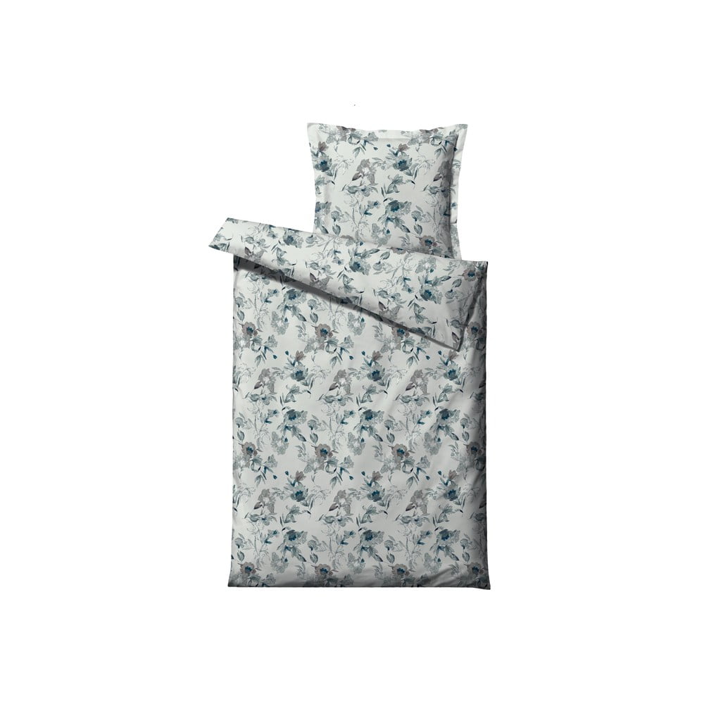 E-shop Modré obliečky z organického bavlnené saténu Södahl Organic Flower burst, 140 x 200