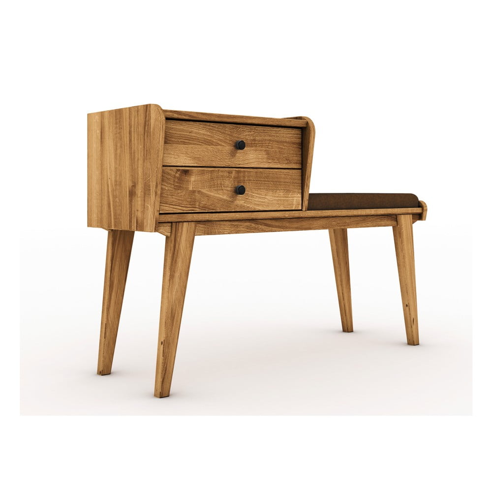 E-shop Lavica so zásuvkami z dubového dreva s oranžovým sedákom Retro - The Beds
