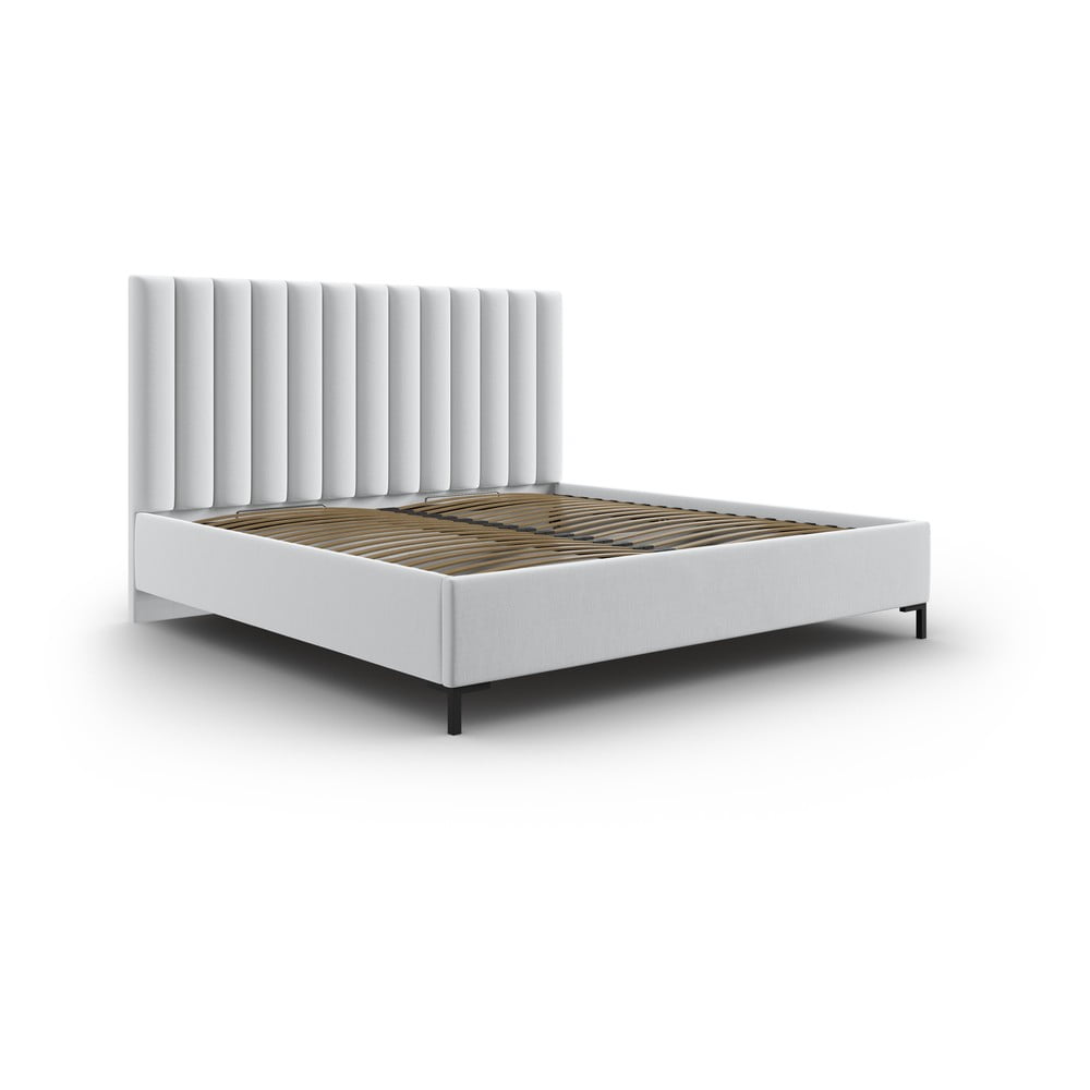 Svetlosivá čalúnená dvojlôžková posteľ s úložným priestorom s roštom 140x200 cm Casey – Mazzini Beds