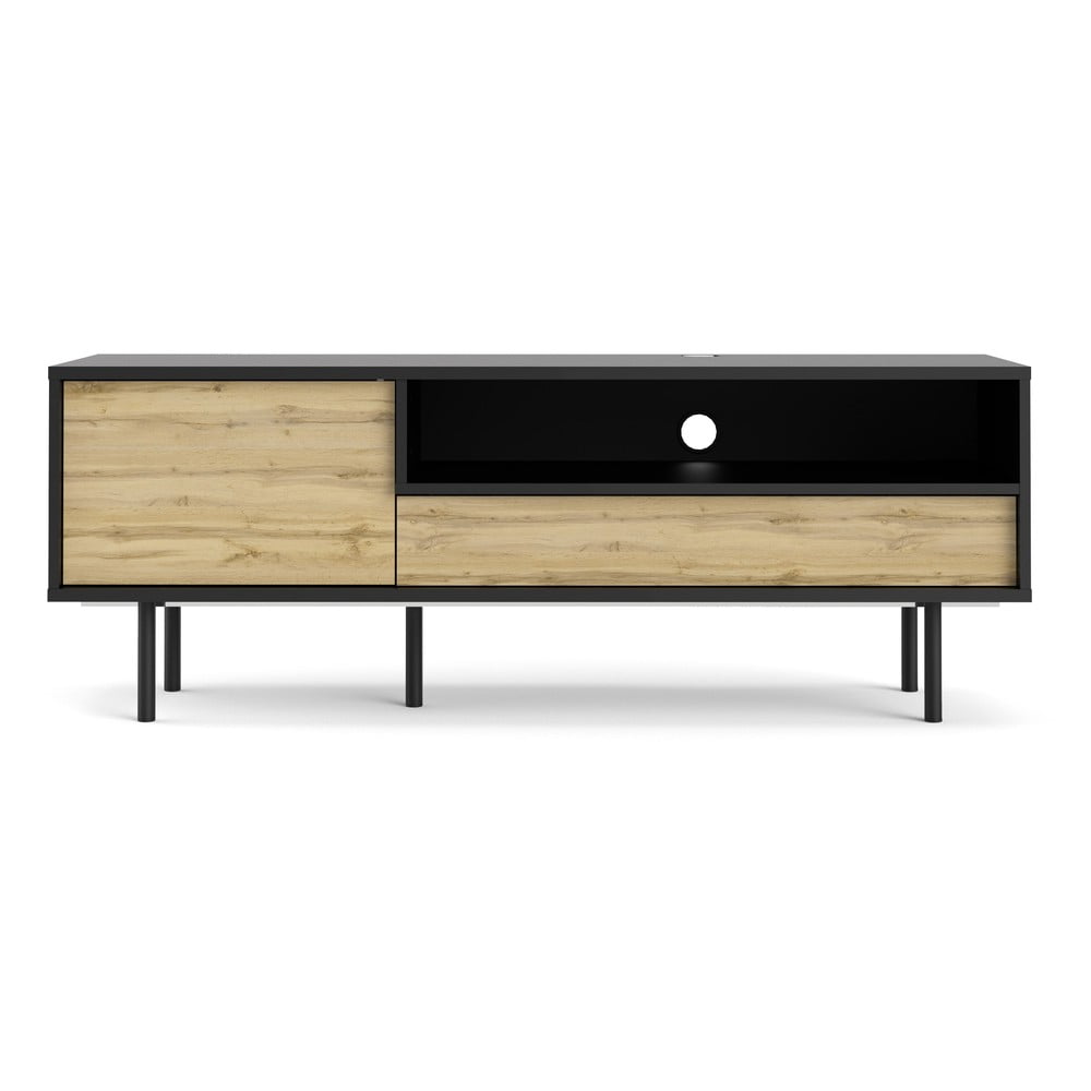 E-shop Čierny TV stolík v dubovom dekore Tvilum Match