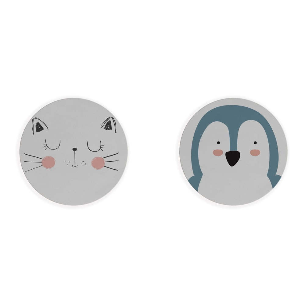 E-shop Súprava 2 prestieraní Little Nice Things Cat & Penguin, ⌀ 32 cm