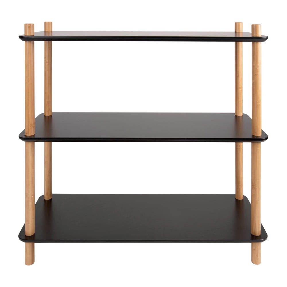 E-shop Čierny regál s bambusovými nohami Leitmotiv Cabinet Simplicity, 80 x 82.5 cm