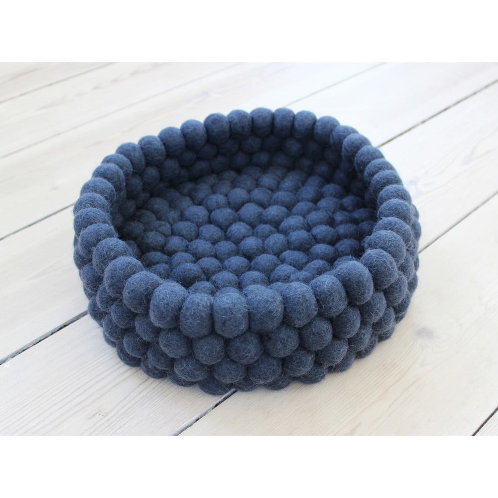 Obrázok Tmavomodrý guľôčkový vlnený úložný košík Wooldot Ball Basket, ⌀ 28 cm