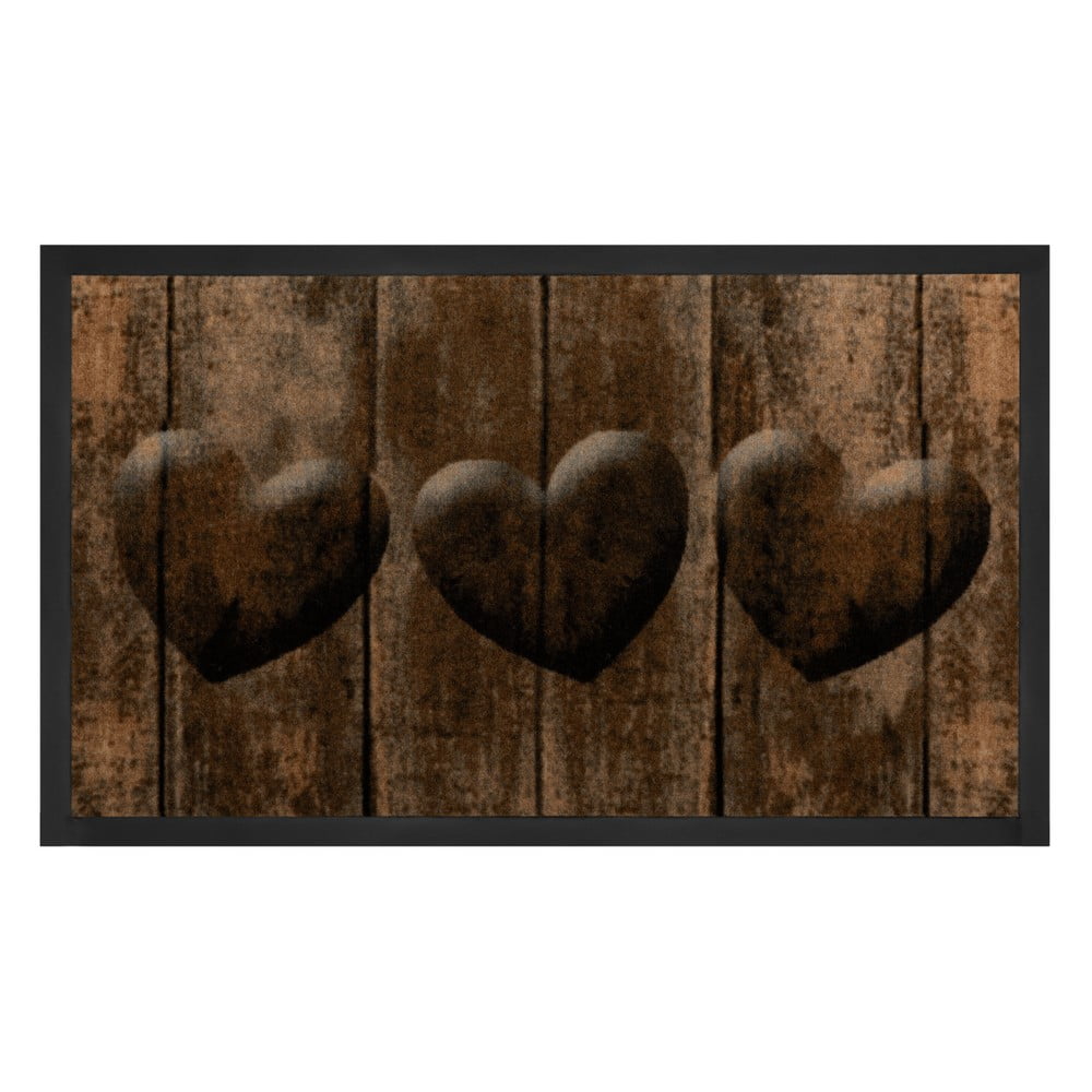E-shop Hnedá rohožka Hanse Home Hearts, 45 x 75 cm