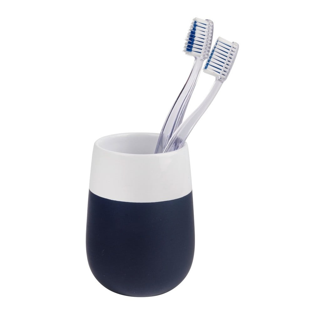 E-shop Modro-biely keramický pohárik na zubné kefky Wenko Matta