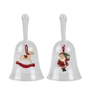 Sada 2 vianočných sklenených zvončekov KJ Collection, 13 cm