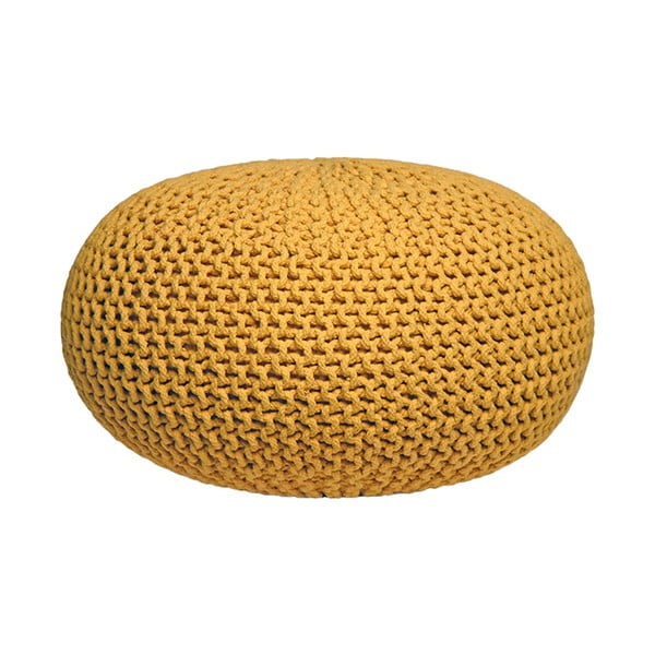 Žltý pletený puf LABEL51 Knitted XL, ⌀ 70 cm