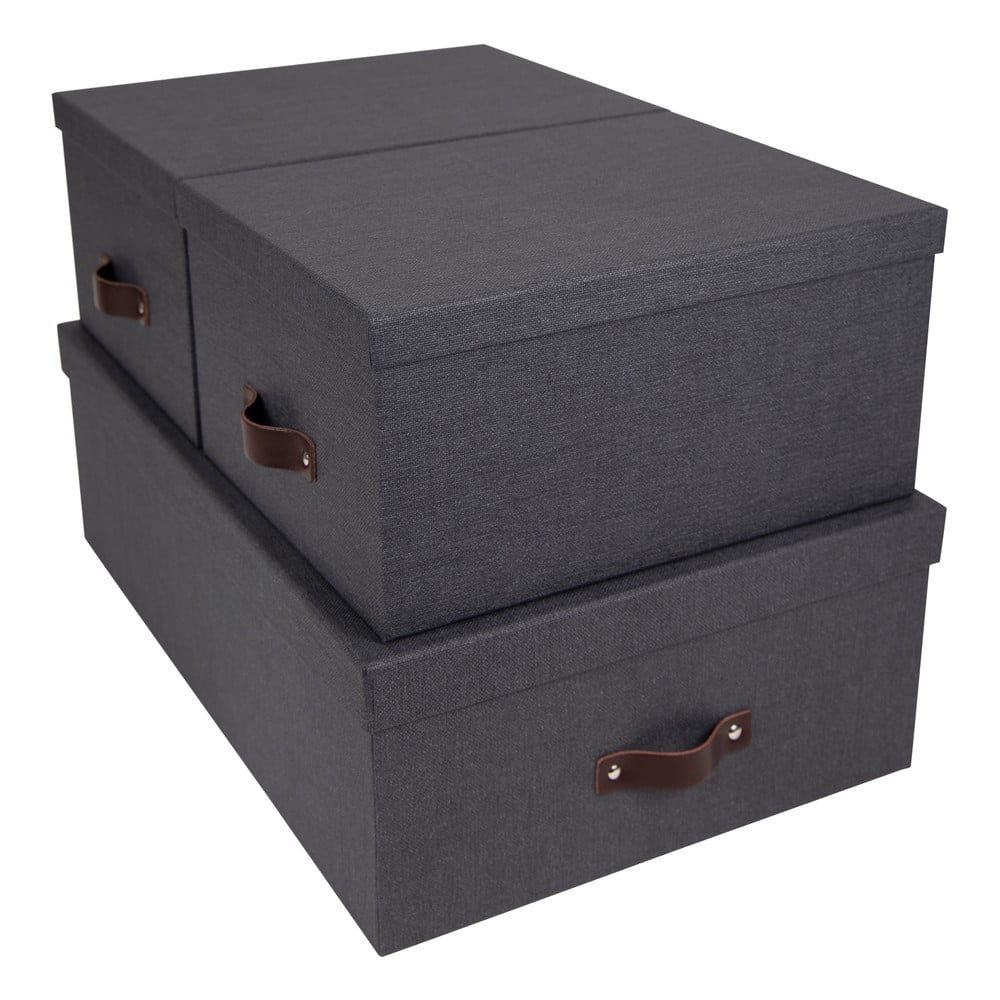 E-shop Súprava 3 čiernych úložných škatúľ Bigso Box of Sweden Inge