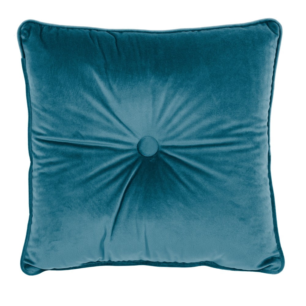 E-shop Modrý vankúš Tiseco Home Studio Velvet Button, 45 x 45 cm