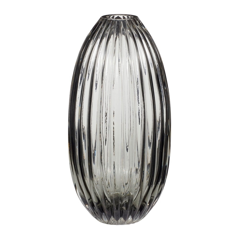 Sivá sklenená váza Hübsch Smoked, výška 30 cm