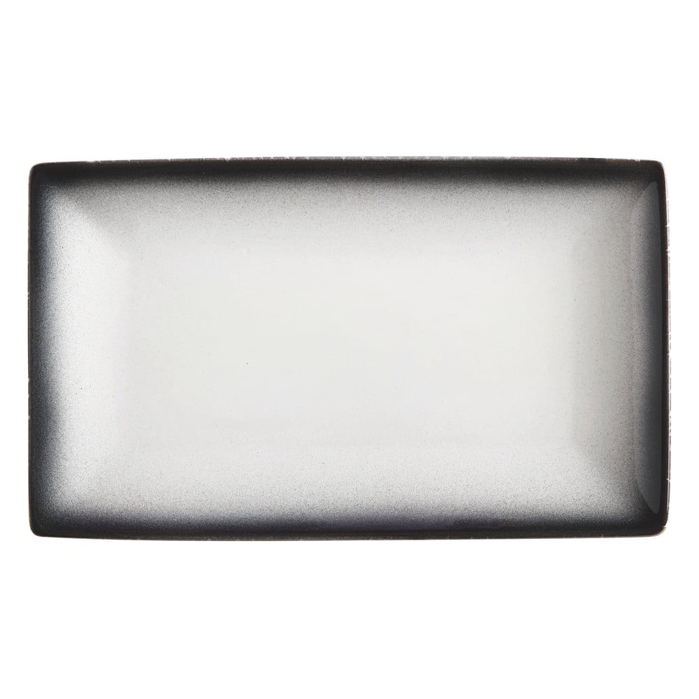 E-shop Bielo-čierny keramický tanier Maxwell & Williams Caviar, 27,5 x 16 cm
