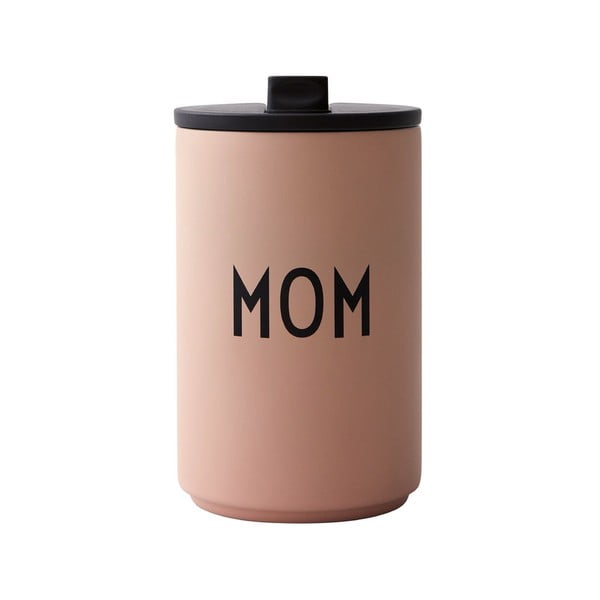 Ružový cestovný termohrnček Design Letters Mom, 350 ml