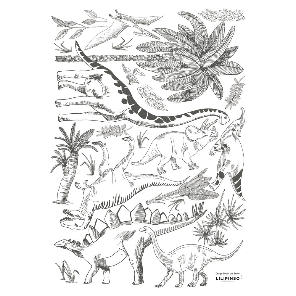 Hárok samolepiek 30x42 cm Dinosaurs & Plants – Lilipinso