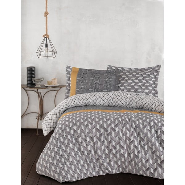 Sivé posteľné obliečky z bavlneného saténu Primacasa by Türkiz Veneto, 140 x 200 cm