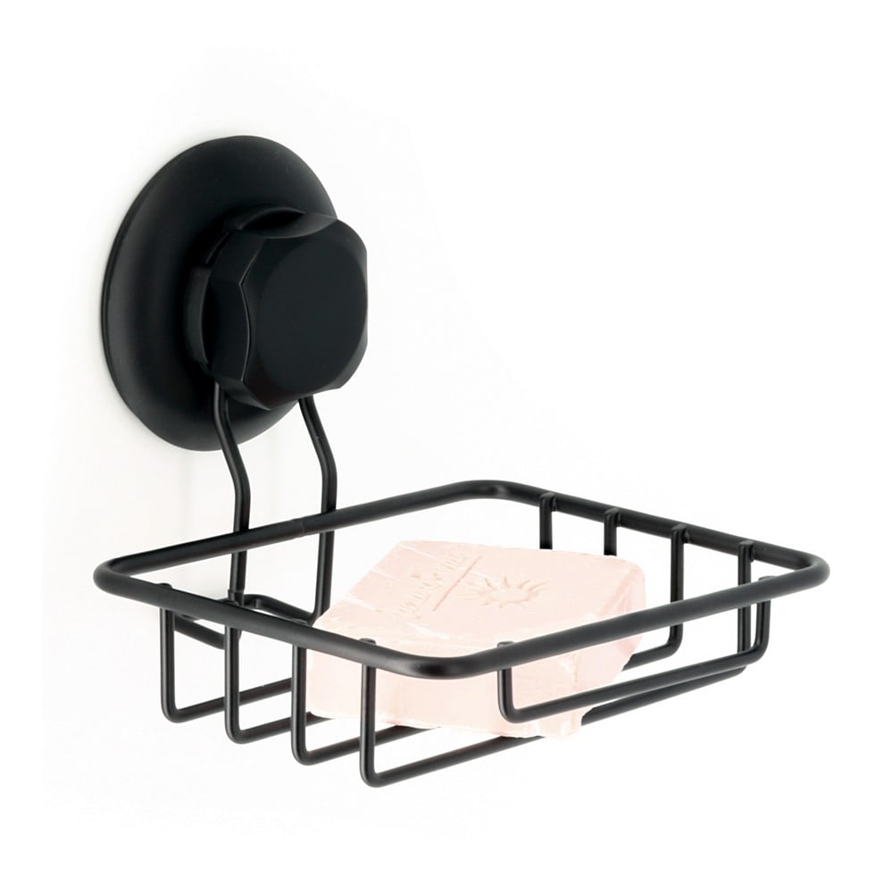 Obrázok Čierny samodržiaca nástenný držiak na mydlo Compactor Bestlock Black Soap & Sponge Holder