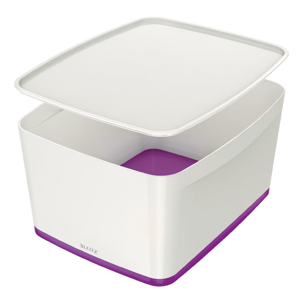 E-shop Bielo-fialový plastový úložný box s vekom MyBox - Leitz