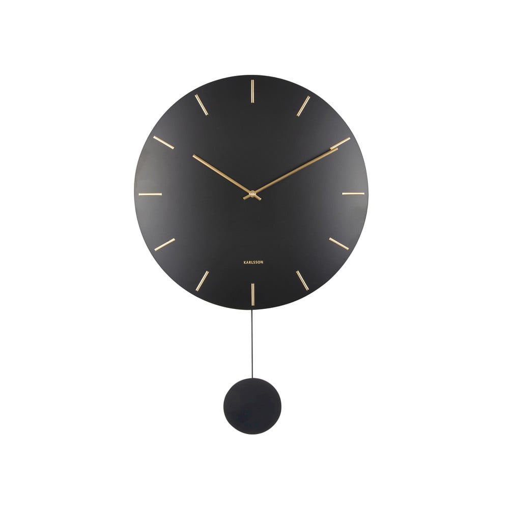 E-shop Čierne nástenné kyvadlové hodiny Karlsson Impressive, ø 20 cm