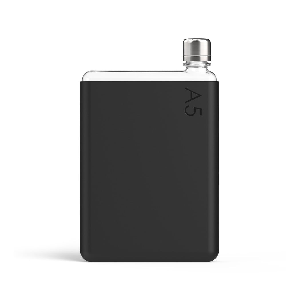 E-shop Čierne silikonové puzdro na ploskú fľašu Memobottle Sleeve A5 Sleeve