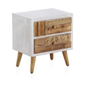 Nočný stolík s bielymi detailmi a dvoma zásuvkami Geese Rustico Puro, 48,5 × 52 cm