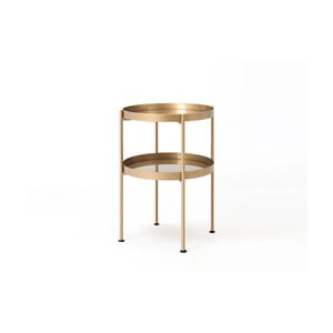 Príručný oceľový s policou stolík v zlatej farbe Custom Form Hanna, ⌀ 40 cm