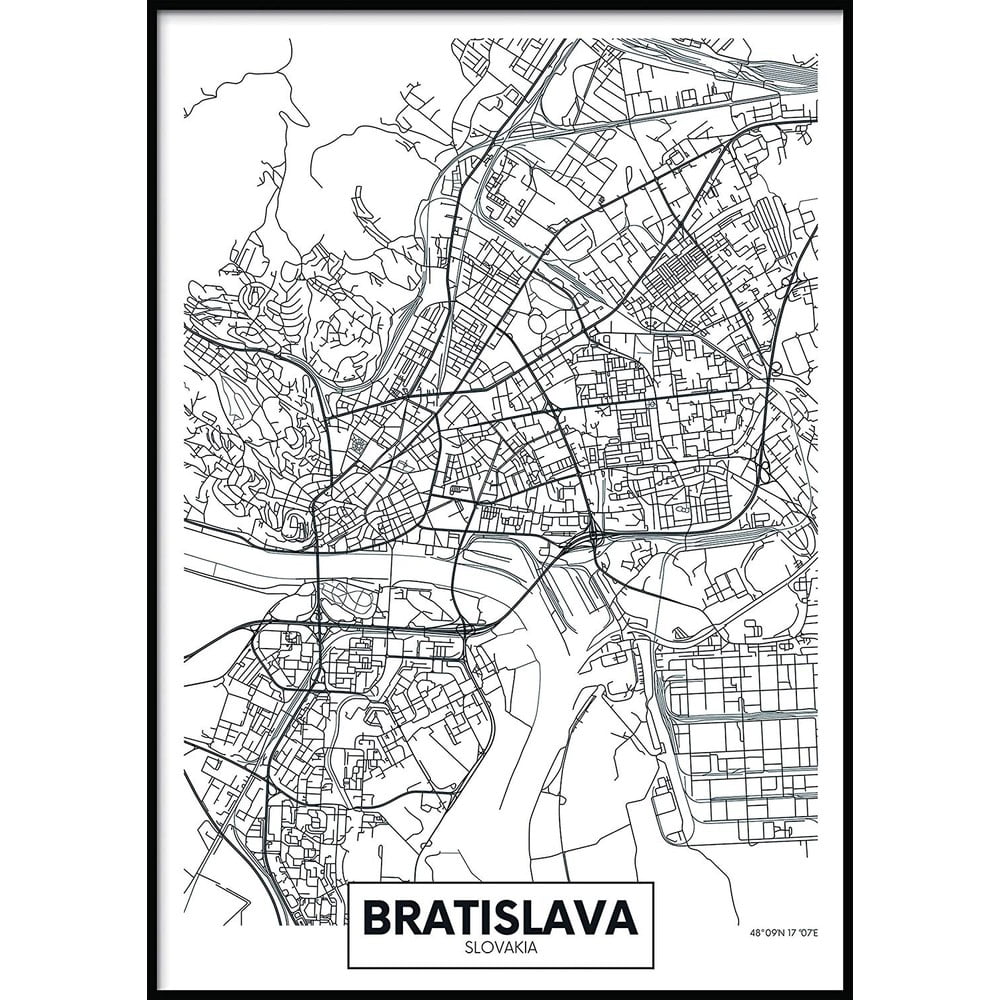 Obrázok Nástenný obraz MAP/BRATISLAVA, 50 x 70 cm