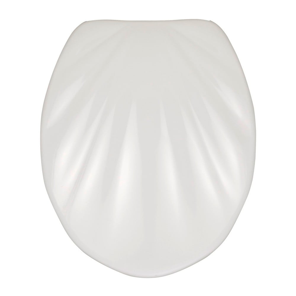 E-shop Biele WC sedadlo s jednoduchým zatváraním Wenko Premium Sea Shell, 45,5 × 38 cm