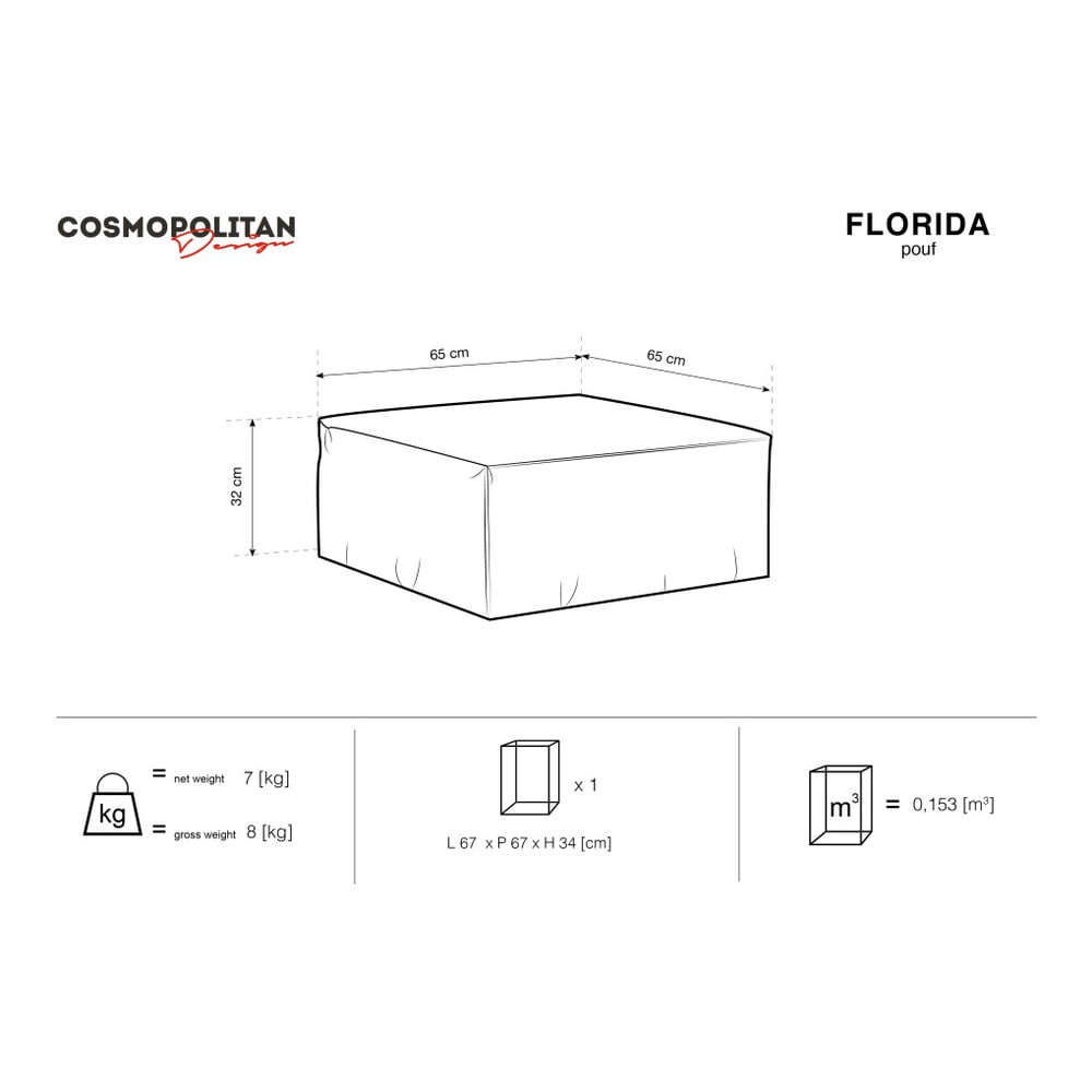 Obrázok Tmavosivý puf Cosmopolitan Design Florida, 65 × 65 cm