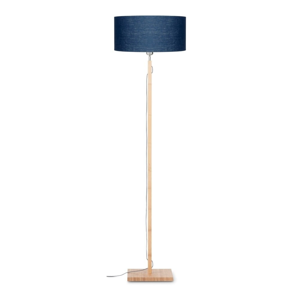 E-shop Stojacia lampa s modrým tienidlom a konštrukciou z bambusu Good&Mojo Fuji