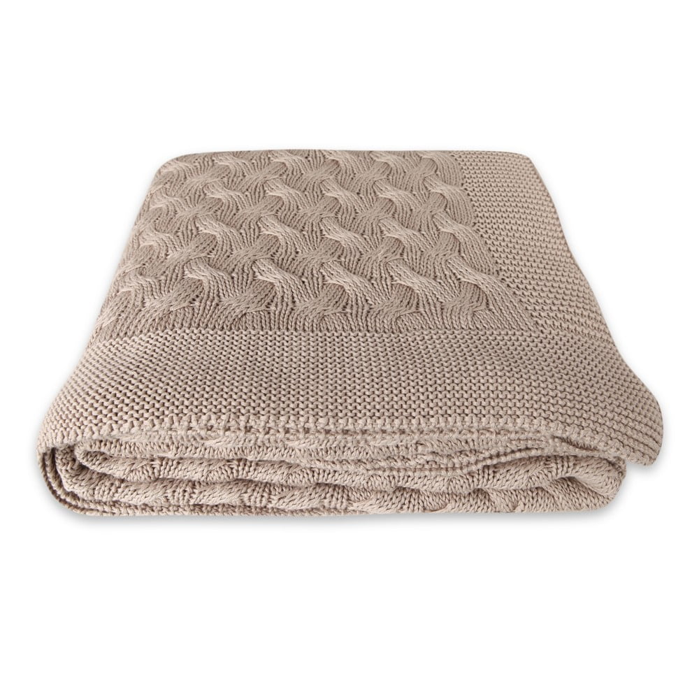 E-shop Béžová bavlnená deka Homemania Decor Softy, 130 x 170 cm