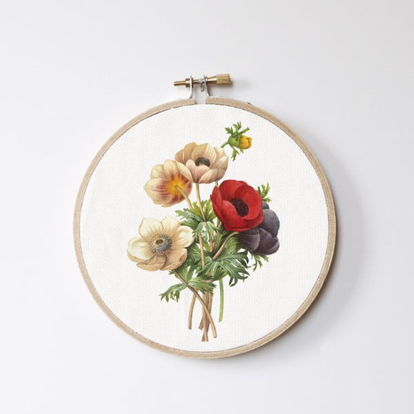 Nástenná dekorácia Surdic Stitch Hoop Flowers, ⌀ 27 cm
