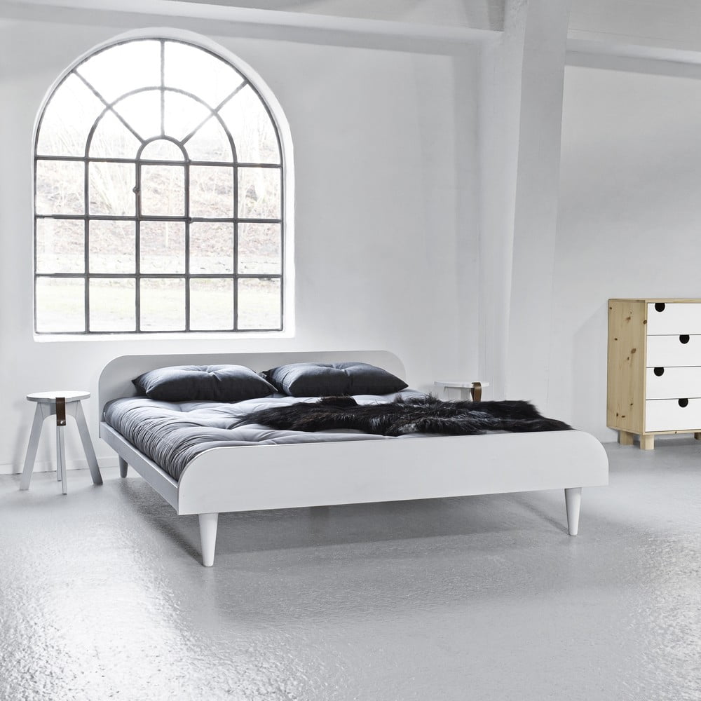 Obrázok Dvojlôžková posteľ z borovicového dreva s matracom Karup Design Twist Comfort Mat White/Natural, 180 × 200 cm