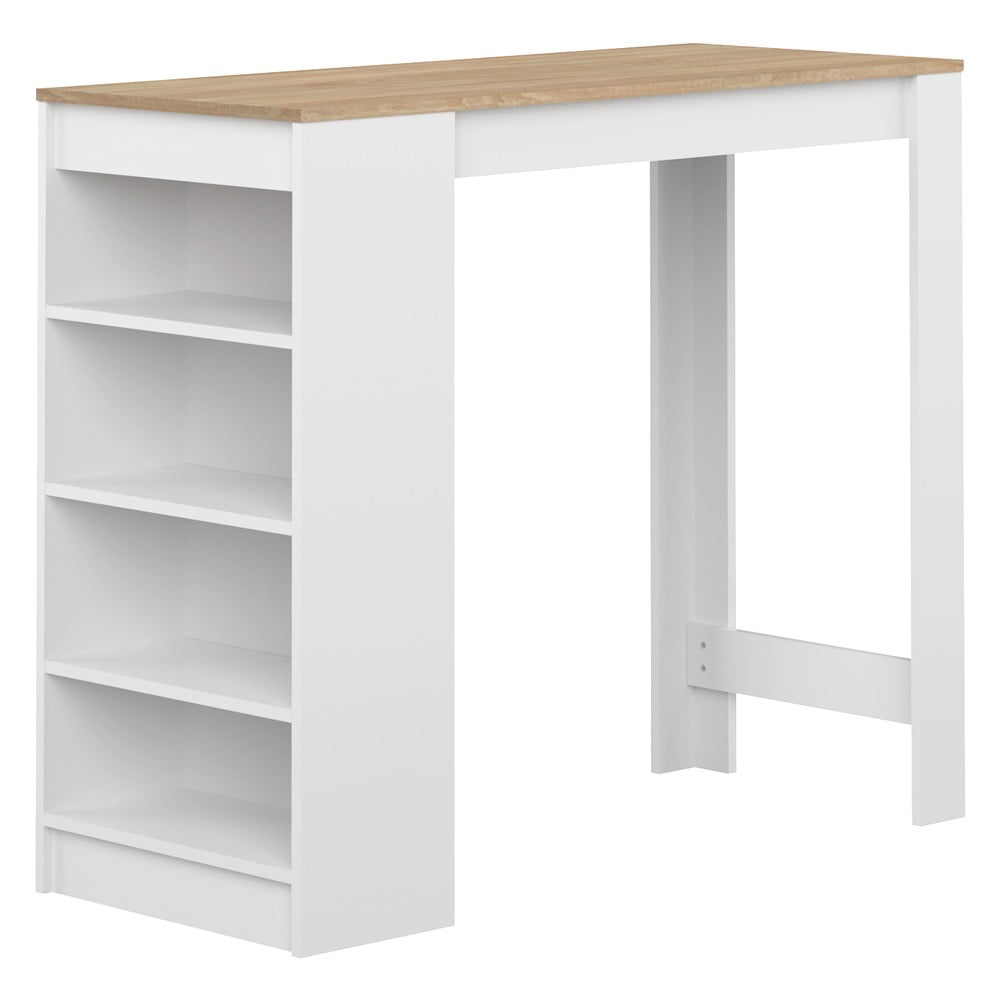 E-shop Biely barový stôl s doskou v dekore duba 115x50 cm Aravis - TemaHome