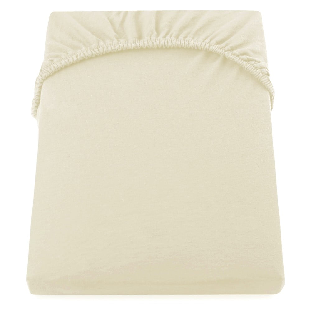 E-shop Krémová elastická bavlnená plachta DecoKing Amber Collection, 220/240 x 200 cm