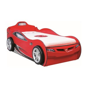 Červená detská posteľ v tvare auta s úložným priestorom Coupe Carbed With Friend Bed Red, 90 × 190 cm