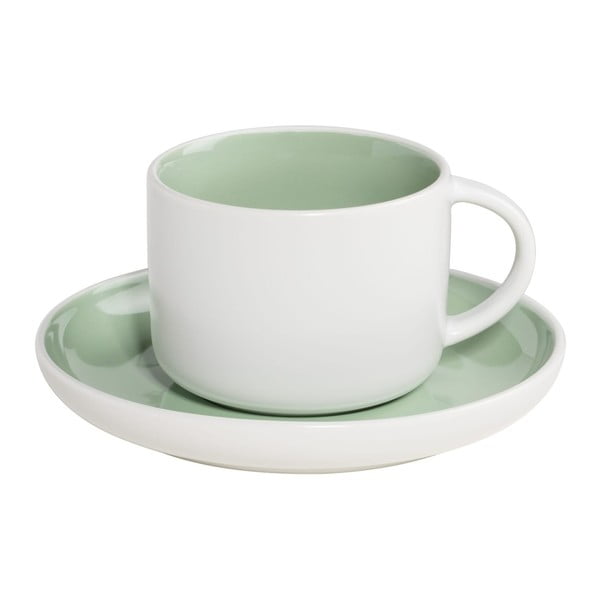 Bielo-zelený porcelánový hrnček s tanierikom Maxwell&Williams Tint, 240ml