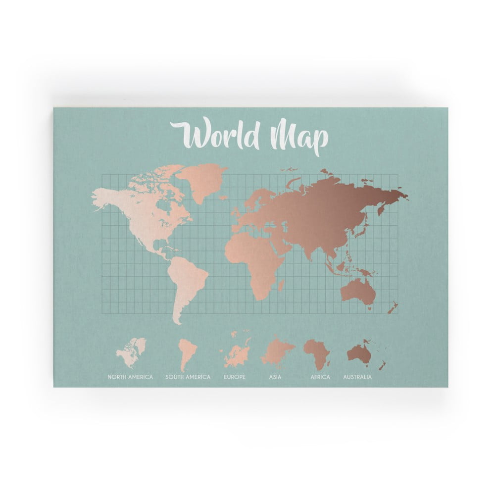 Obrázok Obraz Really Nice Things Copper Worldmap, 50 × 70 cm