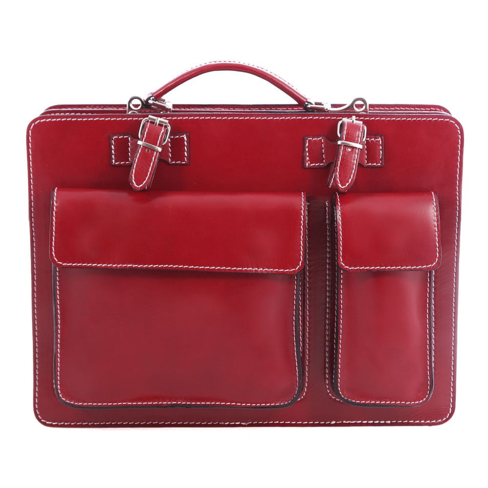 E-shop Červená kožená taška Chicca Borse Gaia