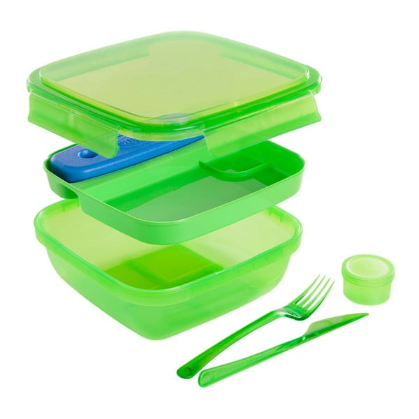 Zelený obedový box s príborom a chladičom Snips Lunch, 1,5 l