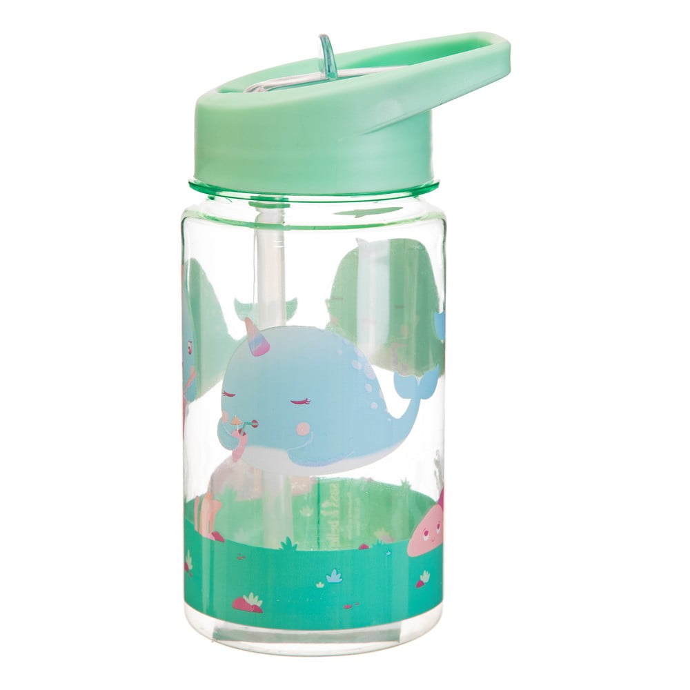 Obrázok Detská zelená fľaša na vodu Sass & Belle Drink Up Alma Narwhal, 400 ml