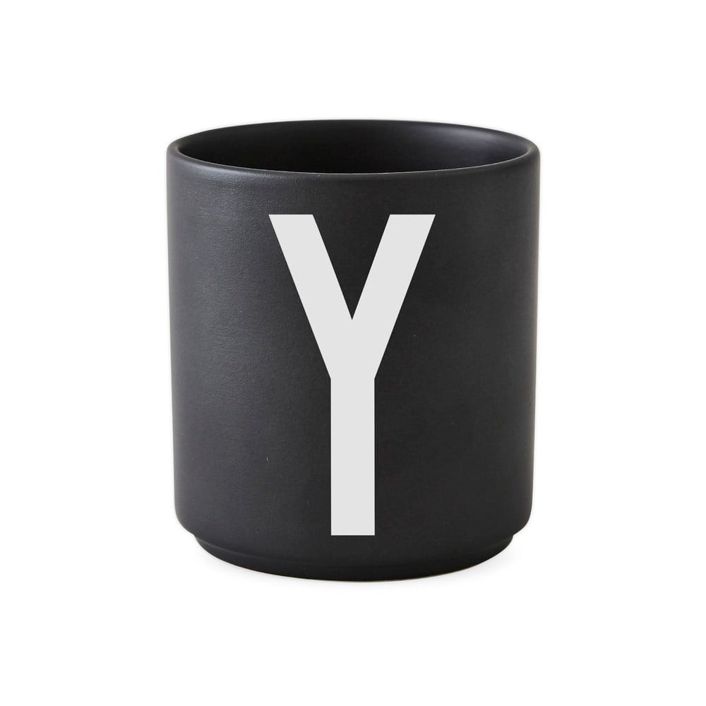 Čierny porcelánový hrnček Design Letters Alphabet Y, 250 ml