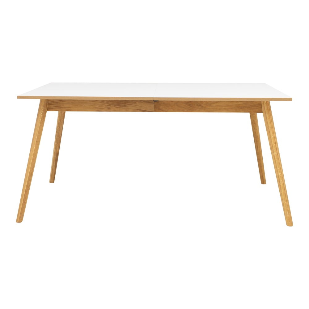 E-shop Biely rozkladací jedálenský stôl v dubovom dekore Tenzo Dot, 205 x 90 cm