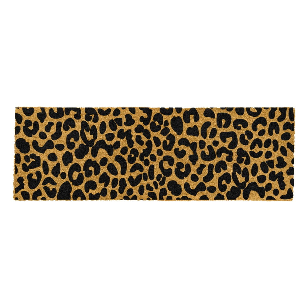 Obrázok Čierna rohožka z prírodného kokosového vlákna Artsy Doormats Leopard, 120 x 40 cm